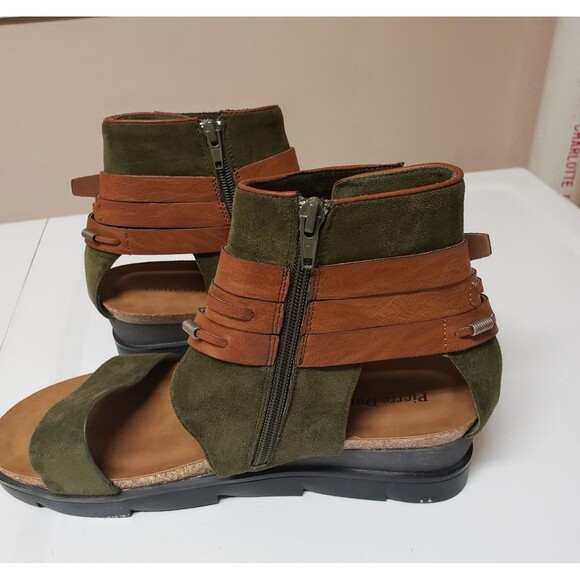 Pierre Dumas Women Sz 10 Two-Tone Olive Brown Gladiator Sandals Summer Hobo NWOB - Picture 11 of 13